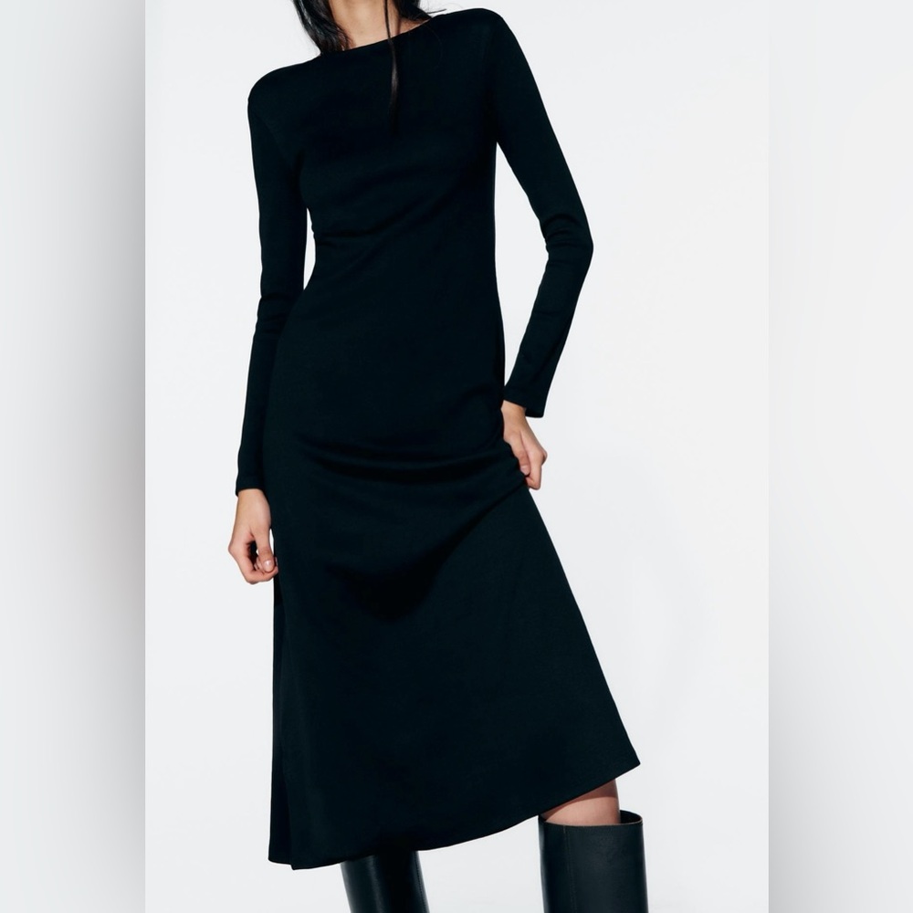ZARA Ribbed Swing MIDI Dress